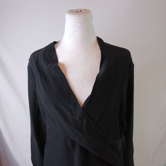 Allsaints Black Wrap Style Long Sleeve Mini Dress Womens Size US 6 - Picture 3 of 7